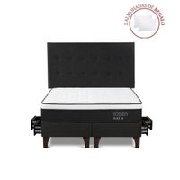 Dormitorio con Cajones Path King + Respaldo West Grafito + 2 Almohadas