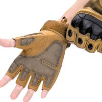 Guantes Tácticos Militares Protección Medio Dedo Beige Talla XL