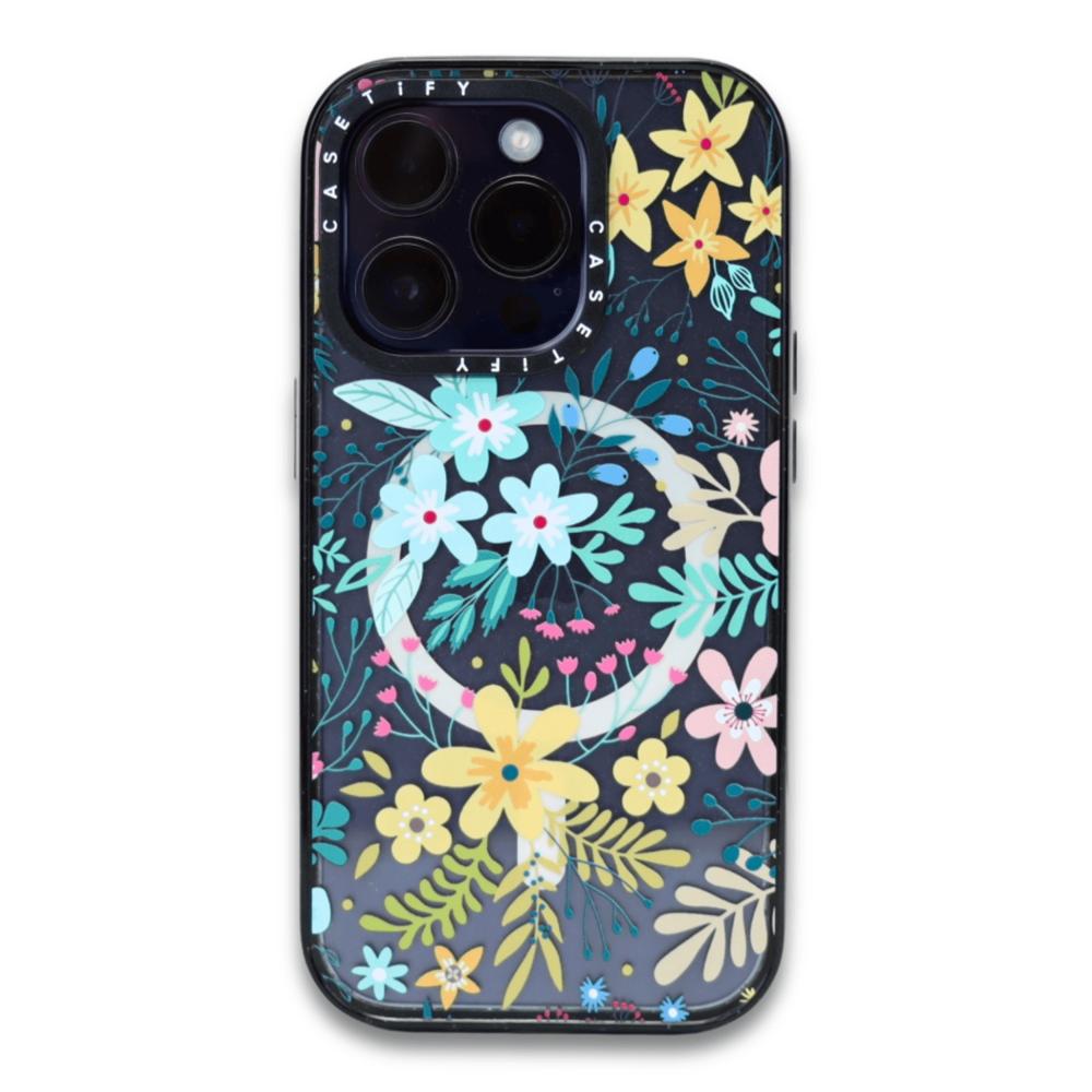 Case Casetify Spring Flowers Sky Blu con Magsafe para Iphone 15