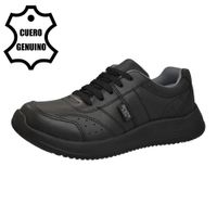 Zapatilla Escolar Bruno Kids Unisex Cuero Negro con Pasador