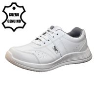 Zapatilla Escolar Bruno Kids Unisex de Cuero Blanco con Pasador