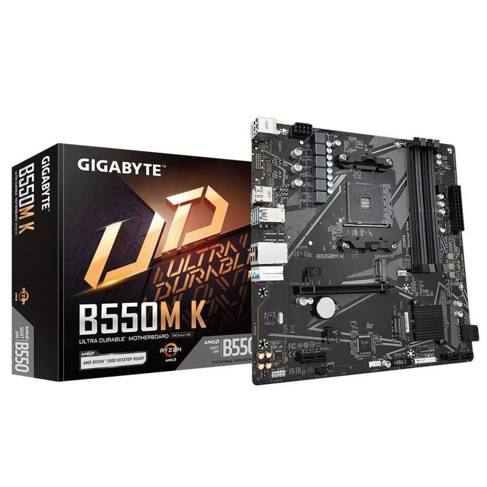 Placa madre Gigabyte B550M K M-ATX, 4 slots DDR4, 4733 MHz OC, HDMI y DP para PCs de alto rendimien
