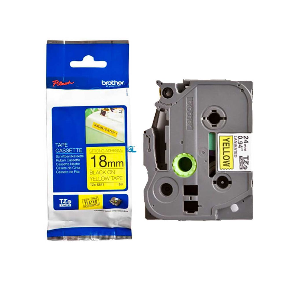 Cinta Brother P-touch TZe-S641 18mm x 8m Negro sobre Amarillo - Etiquetas Duraderas y Resistentes