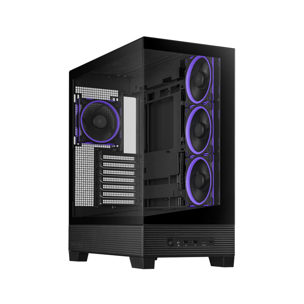 CASE Mid Tower ASUS A31 Plus ARGB Negro - Diseño Elegantemente Iluminado para PC Gaming y Estación