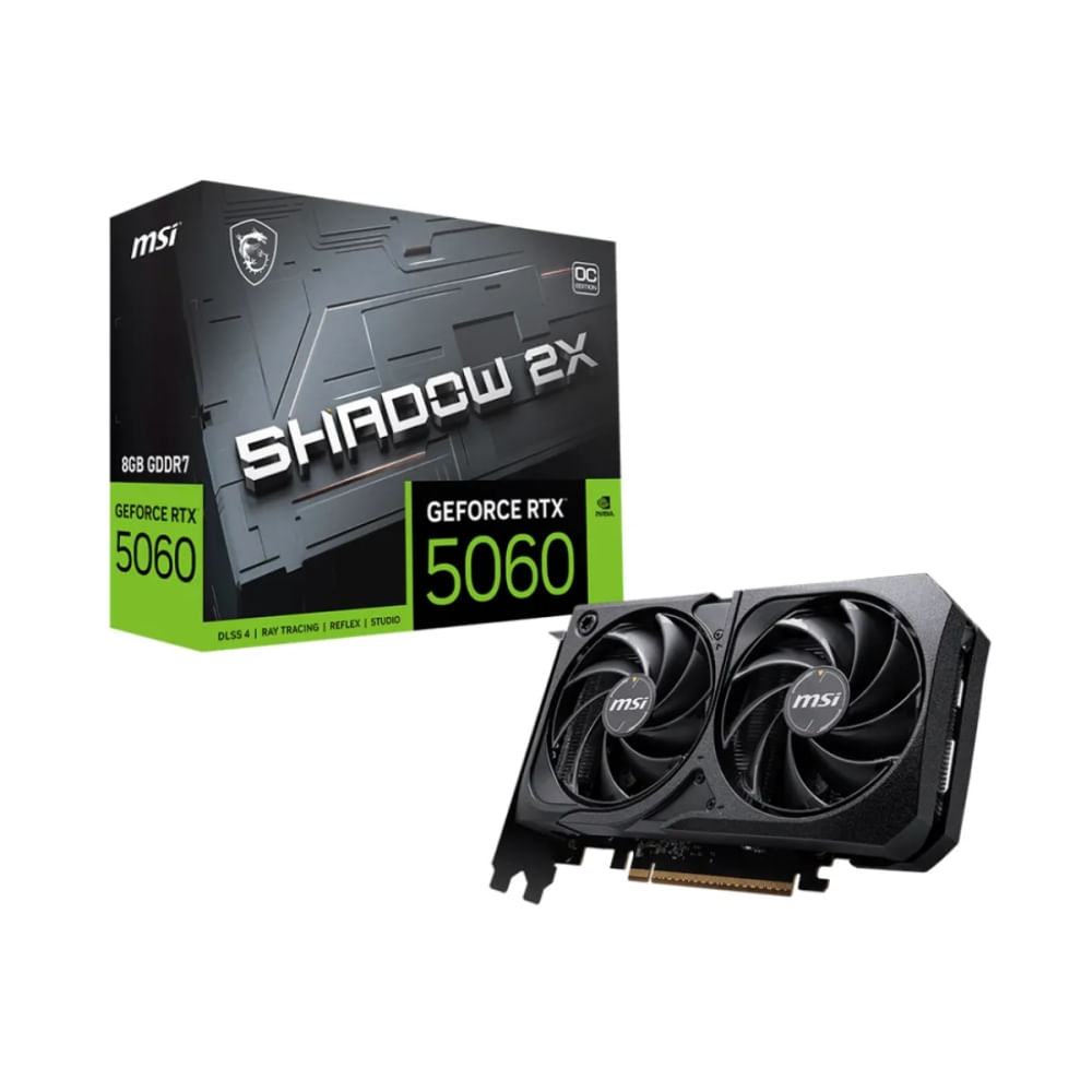 Tarjeta gráfica GEFORCE RTX 5060 8GB MSI Shadow OC - Rendimiento superior en juegos a 128 bit