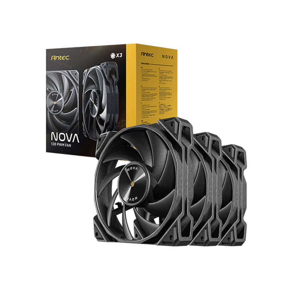 Ventiladores Antec Nova 120mm BK - Pack de 3, Silenciosos y Eficientes para Mejorar tu PC