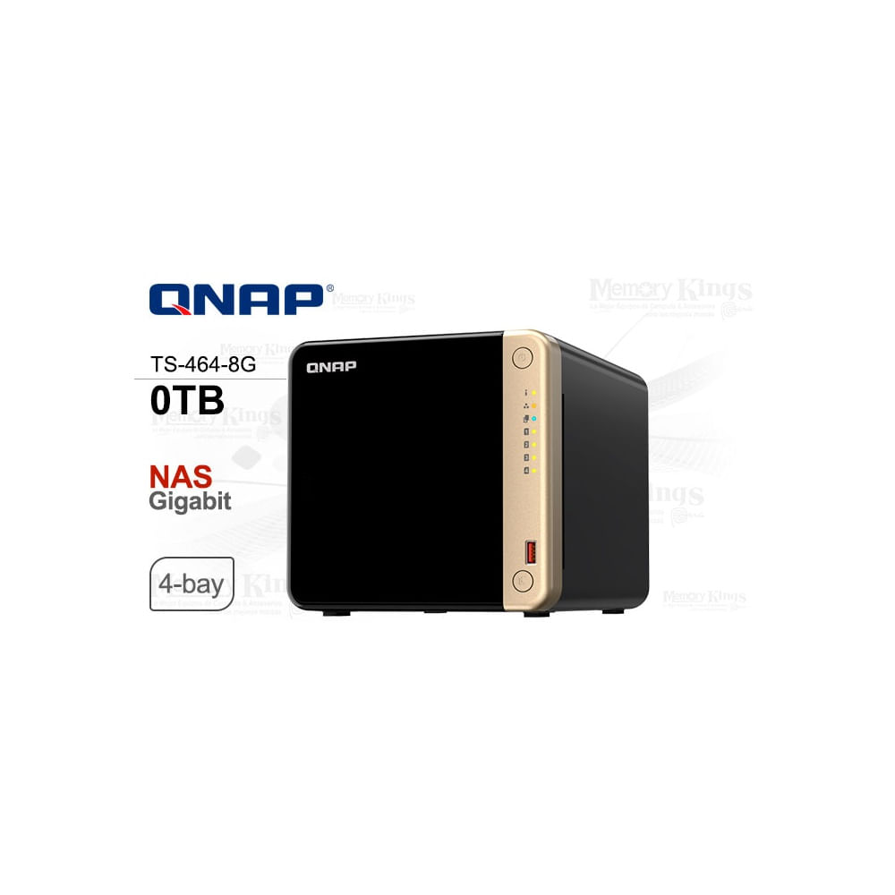 QNAP TS-464-8G NAS de almacenamiento 4 bahías, sin discos, ideal para gestión de datos en red