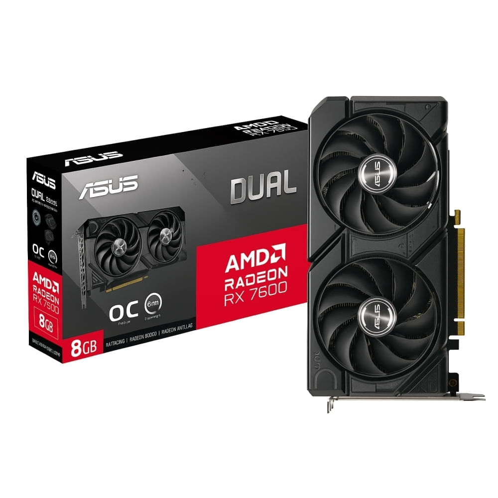 Tarjeta gráfica ASUS Dual RX 7600, 8GB GDDR6, PCIe 4.0, rendimiento superior para gamers