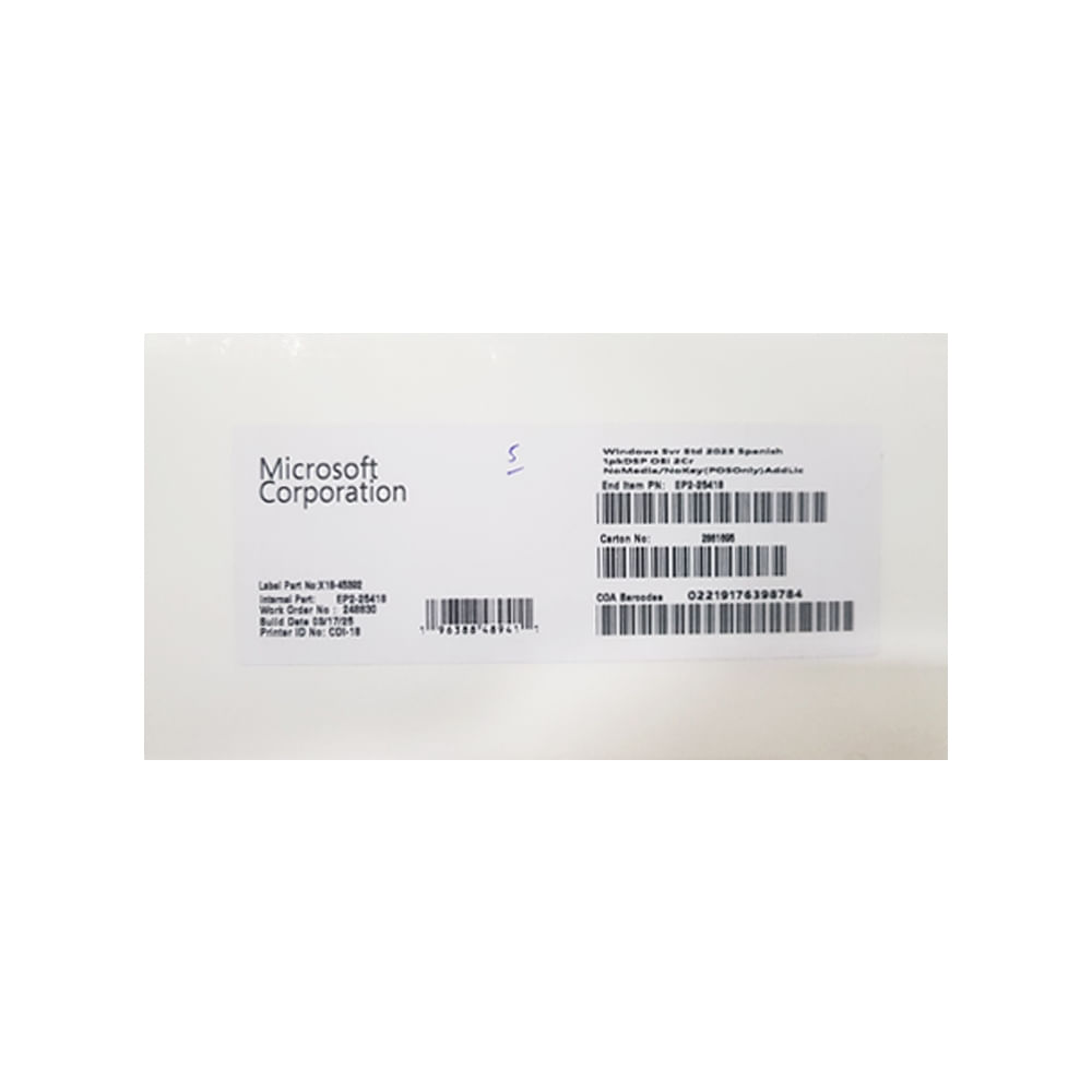 Windows Server 2025 en español de Microsoft - Licencia estándar, fácil de usar y compatible