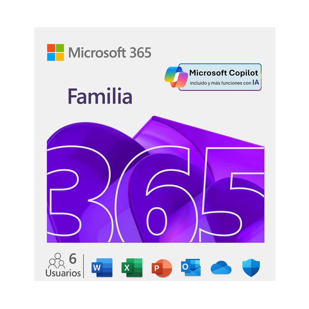 Microsoft 365 Family - Suscripción Anual para Windows - Licencia en Línea para 6 Usuarios LATAM