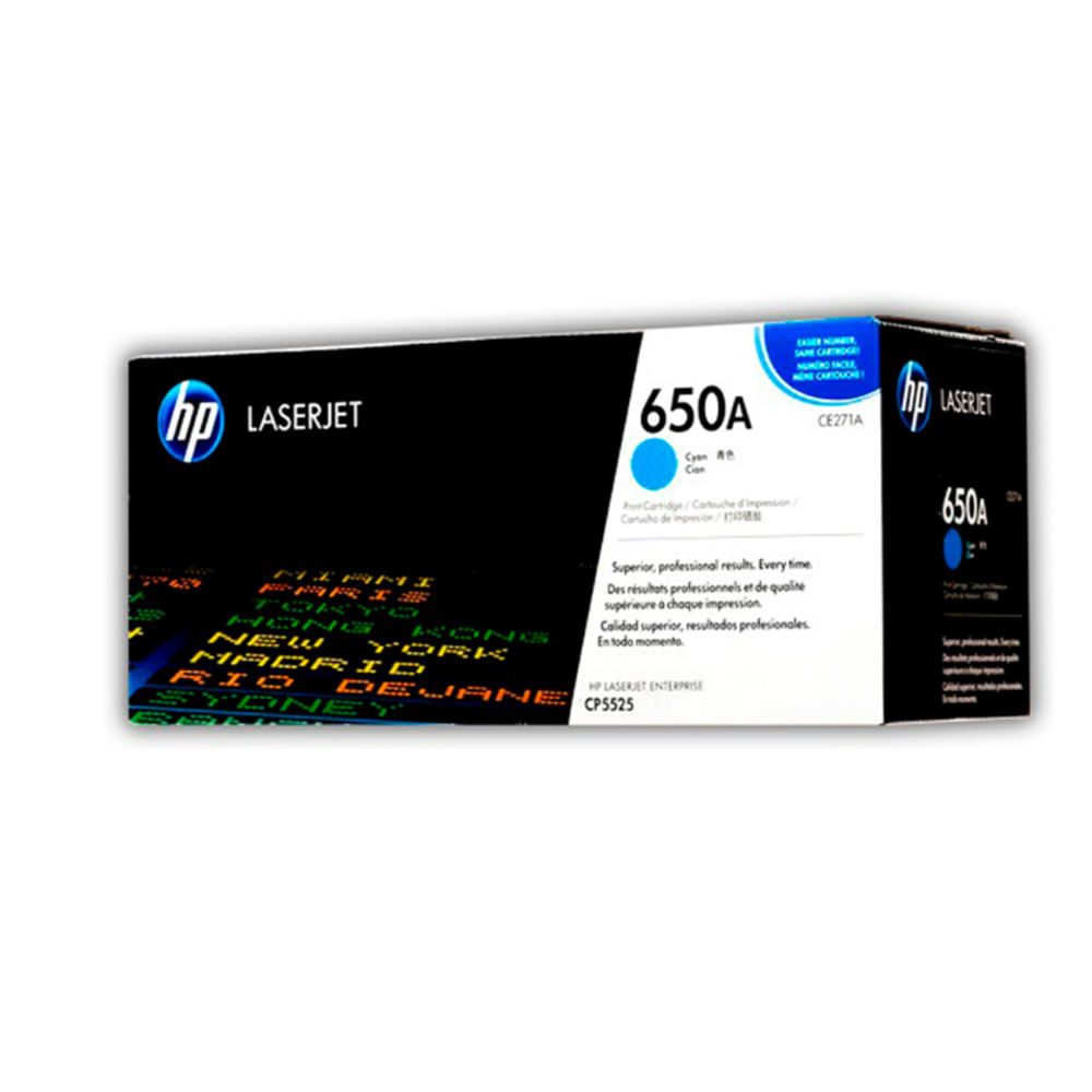 Tóner HP CE271A (650A) Cyan para Impresoras LaserJet CP5525 - Alta Calidad y Rendimiento