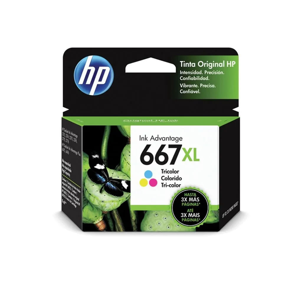 Cartucho de Tinta HP 667XL Tricolor Original de Alta Capacidad - Imprime 330 páginas con Calidad Su