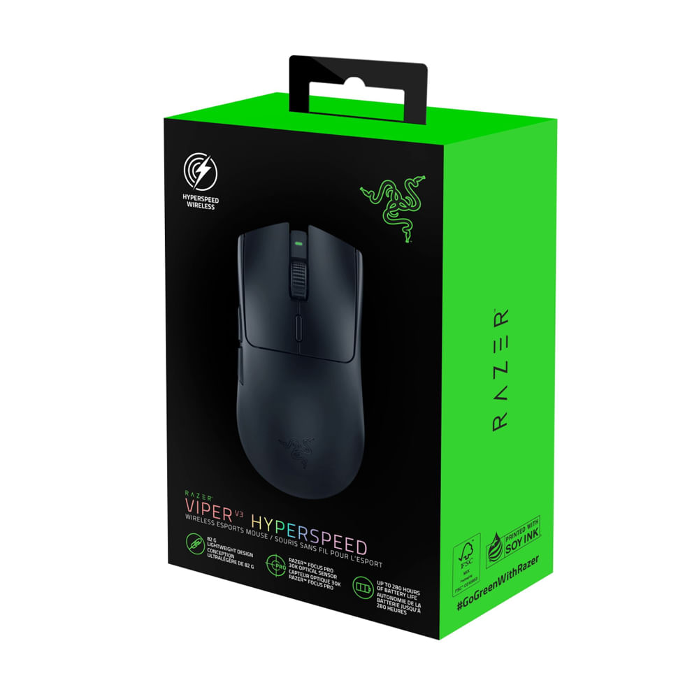 Mouse Razer Viper V3 Hyperspeed: Inalámbrico, 30K DPI, Ligero (82g), Multi-dispositivo, Color Negro