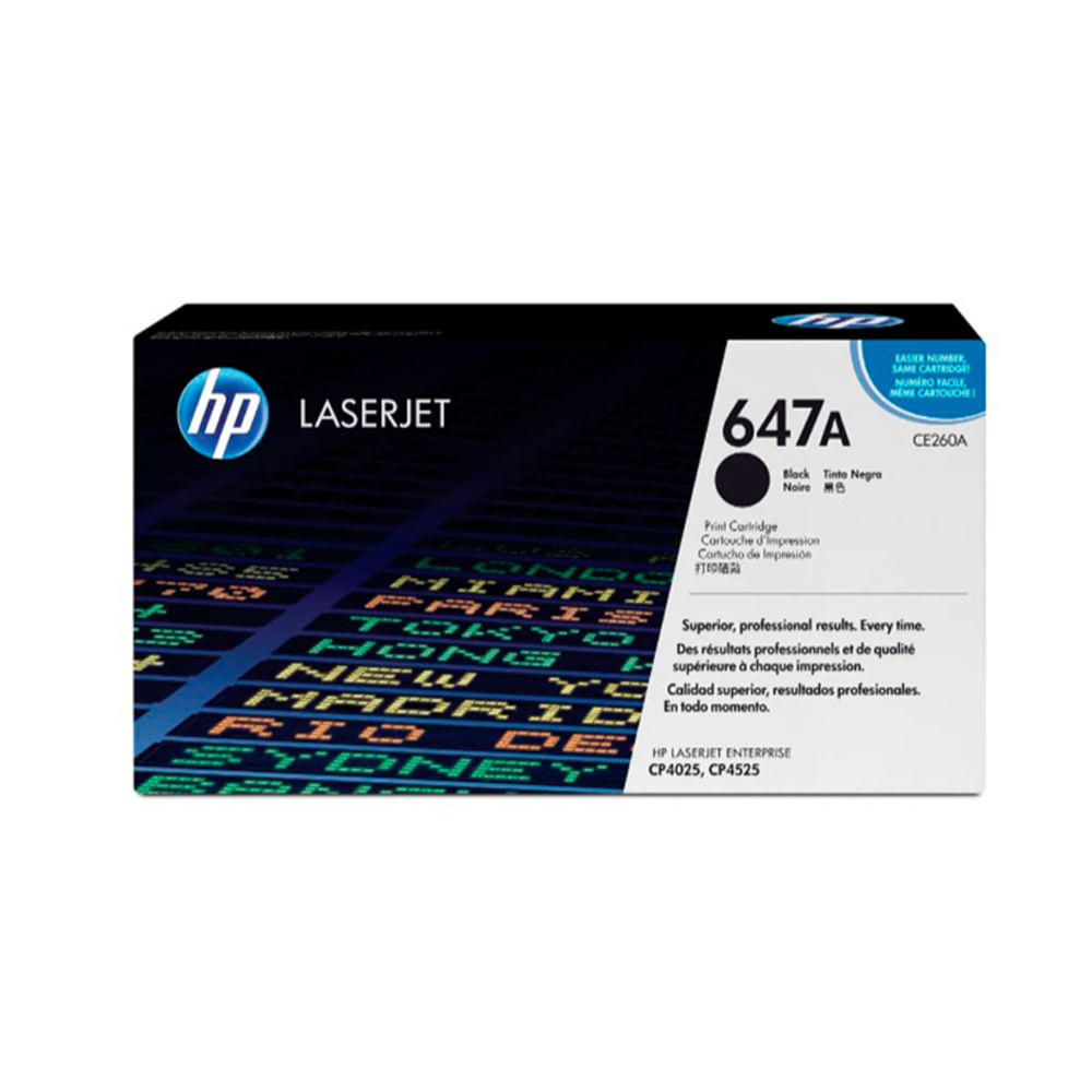 Toner HP CE260A (647A) Negro para L.J. CP4525 - Rinde 8.5K Páginas, Impresión de Calidad Profesiona