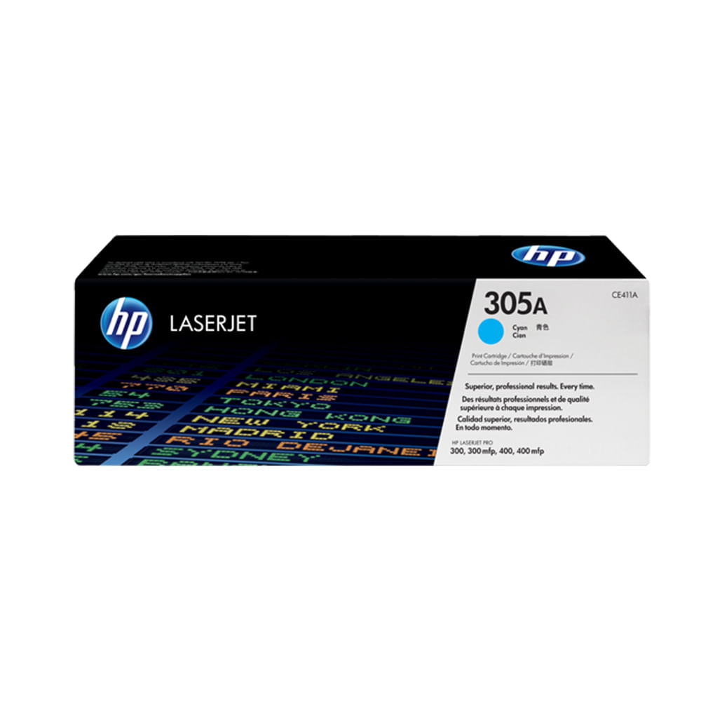 Tóner HP CE411A (305A) Cyan para LaserJet Pro 400 - Rendimiento de 2600 páginas, calidad profesiona