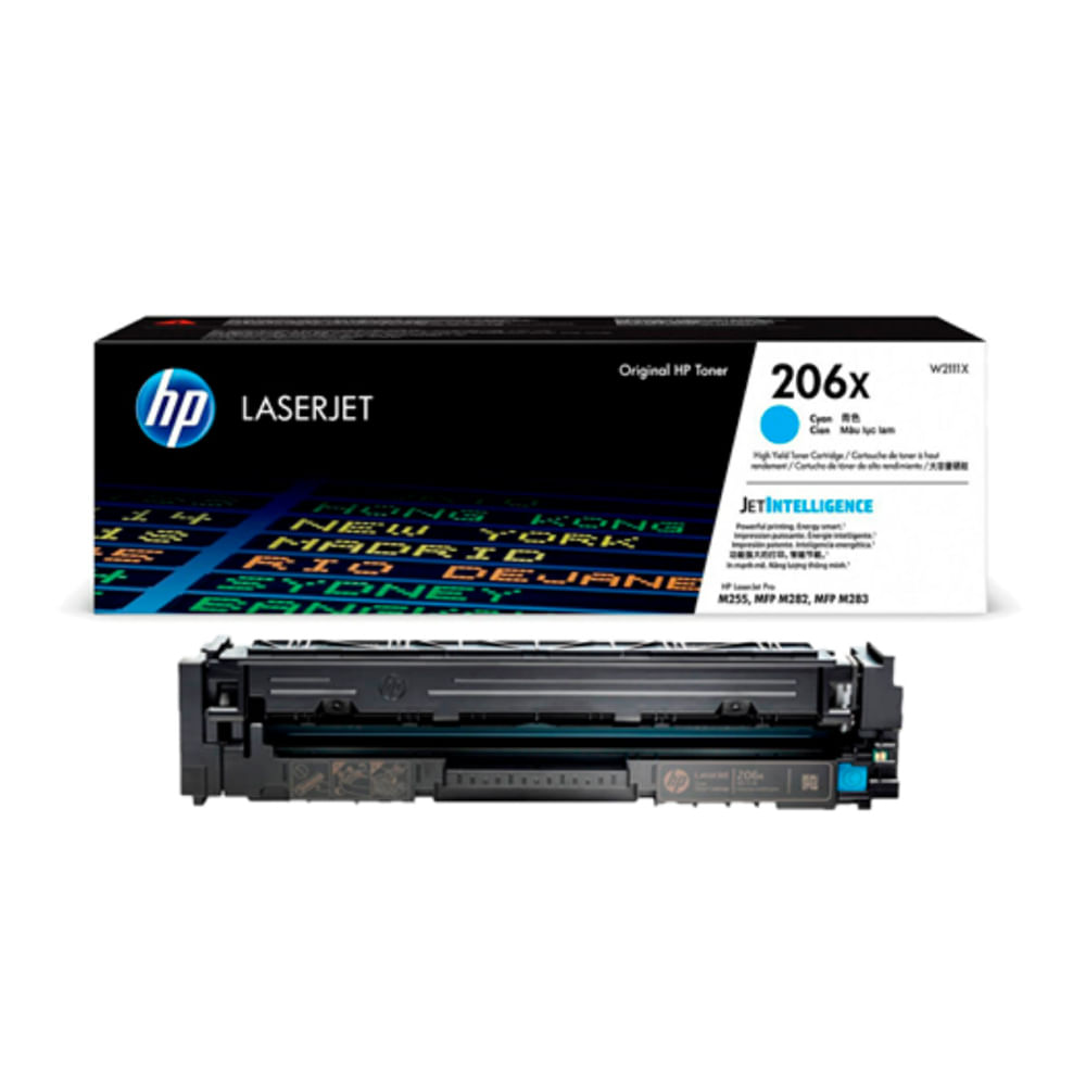 Tóner HP W2111X (206X) Cyan para impresora LaserJet M255 - 2,450 páginas de rendimiento