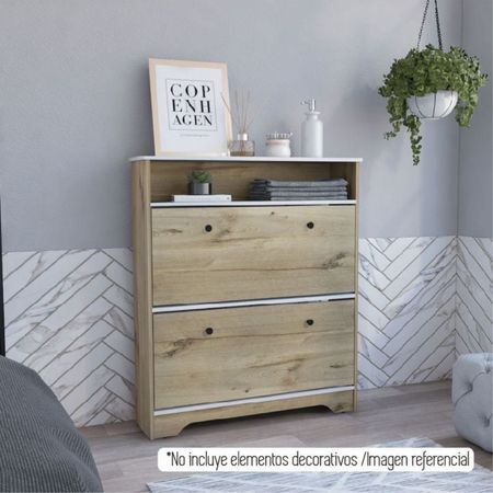 Comoda Zapatero Bi-Color 2 Puertas - Duna / Blanco