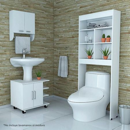 Botiquin Bath 28 + Optimizadores de Lavamanos 55 + Mueble para Baño 20 - Blanco