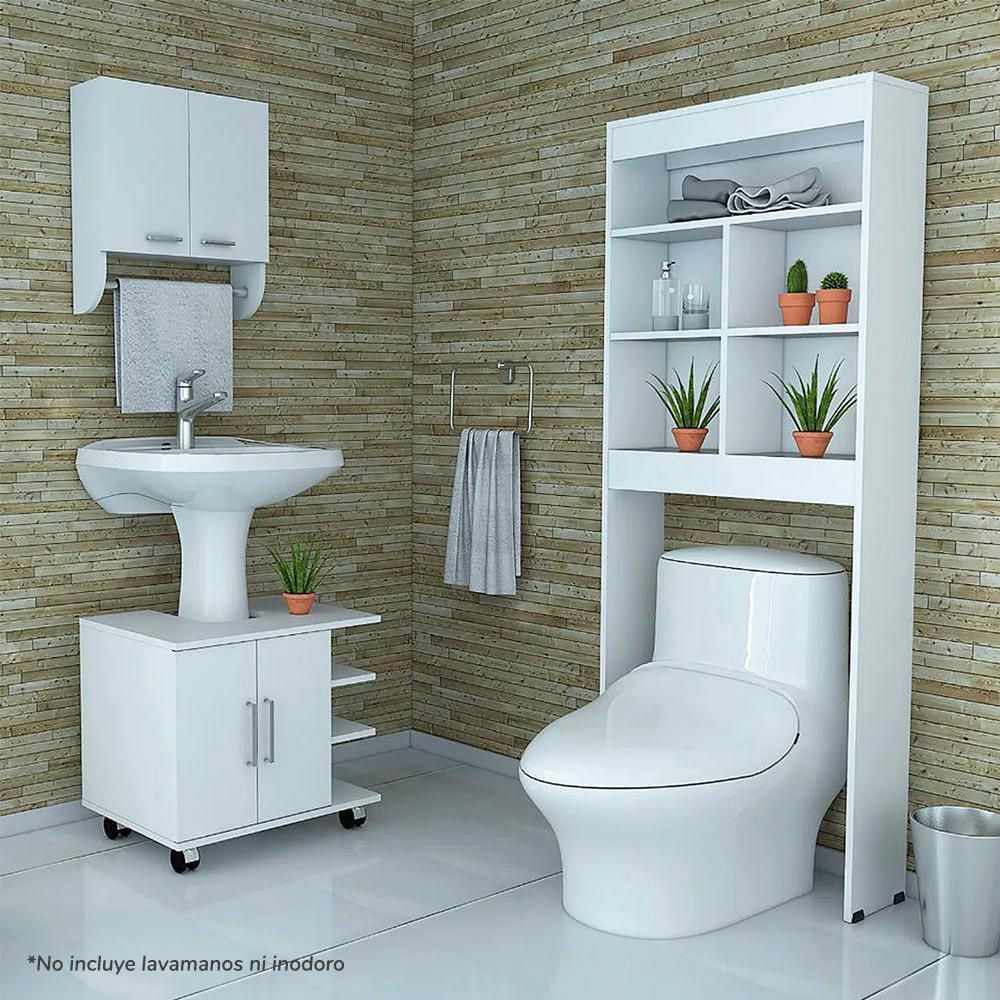 Botiquin Bath 28 + Optimizadores de Lavamanos 55 + Mueble para Baño 20 - Blanco