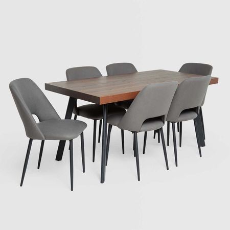 Juego de Comedor Mateo 6 Sillas Gris
