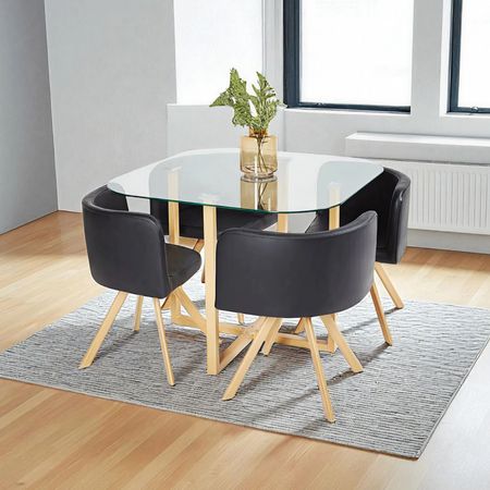 Juego de Comedor Ahorra Espacio 4 Sillas Negro