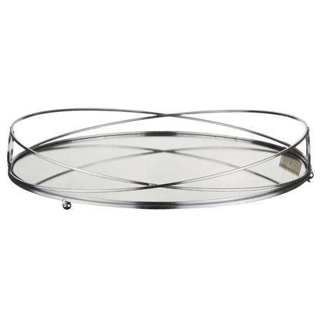 Bandeja Vidrio Redonda Plateada 35 X 35 X 6 Cm