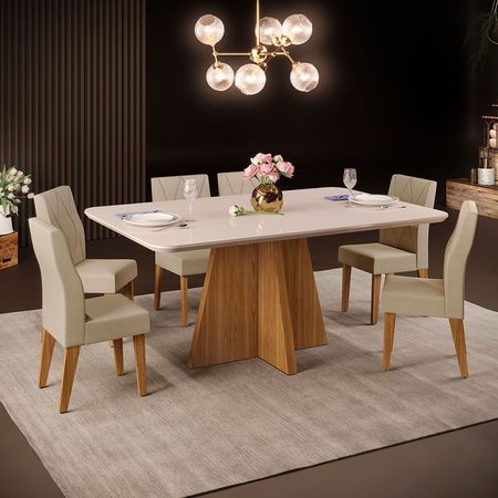 Juego de Comedor Amalia 6 Sillas Off White
