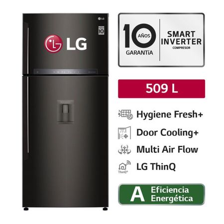 Refrigeradora LG Top Freezer GT51SGD 509L Negro Acero