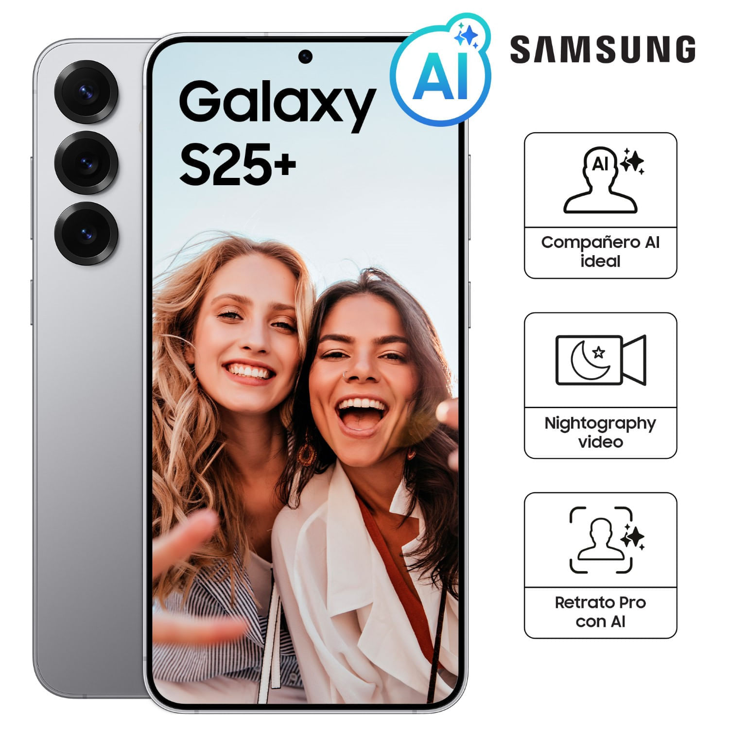 Celular Samsung Galaxy S25+ 256GB 6.7"" SM-S936BZSLLTP Silver Shadow