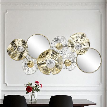 Espejo Flores Dorado 75 Cm