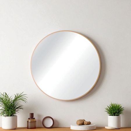 Espejo Circular 50 Cm Dorado Metal