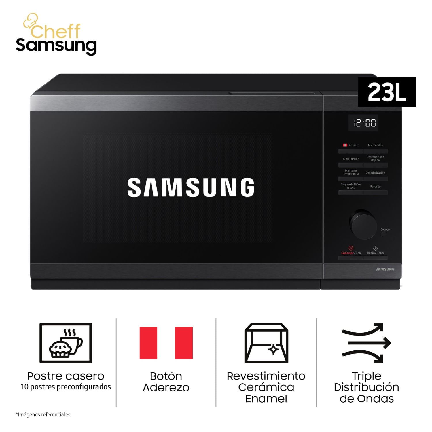 Horno Microondas Samsung MS23DG4504AGPE 23L Negro