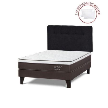 Dormitorio Europeo Path 2 Plazas + Respaldo N Bennet + 2 Almohadas Café