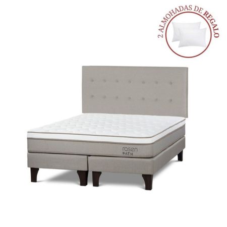 Dormitorio Europeo Path King + 2 Almohadas + Respaldo West Niebla
