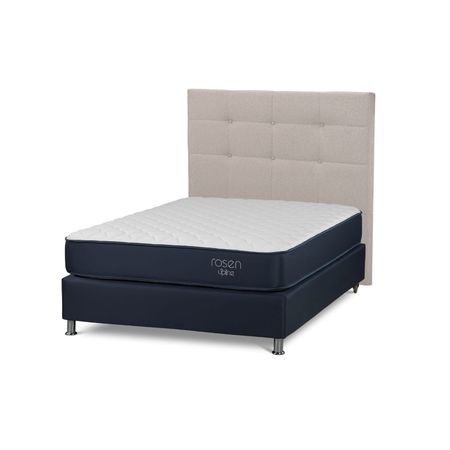 Dormitorio Americano Upline 2 Plazas + Respaldo Issey Niebla