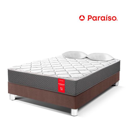 Cama Paraíso Su Majestad 2 Plazas Chocolate + 2 almohadas + protector