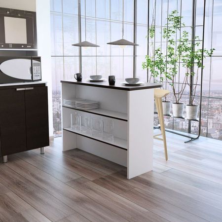 Barra Auxiliar de Cocina Fendi - Cemento / Blanco Barra Auxiliar de Cocina Fendi - Wengue / Blanco