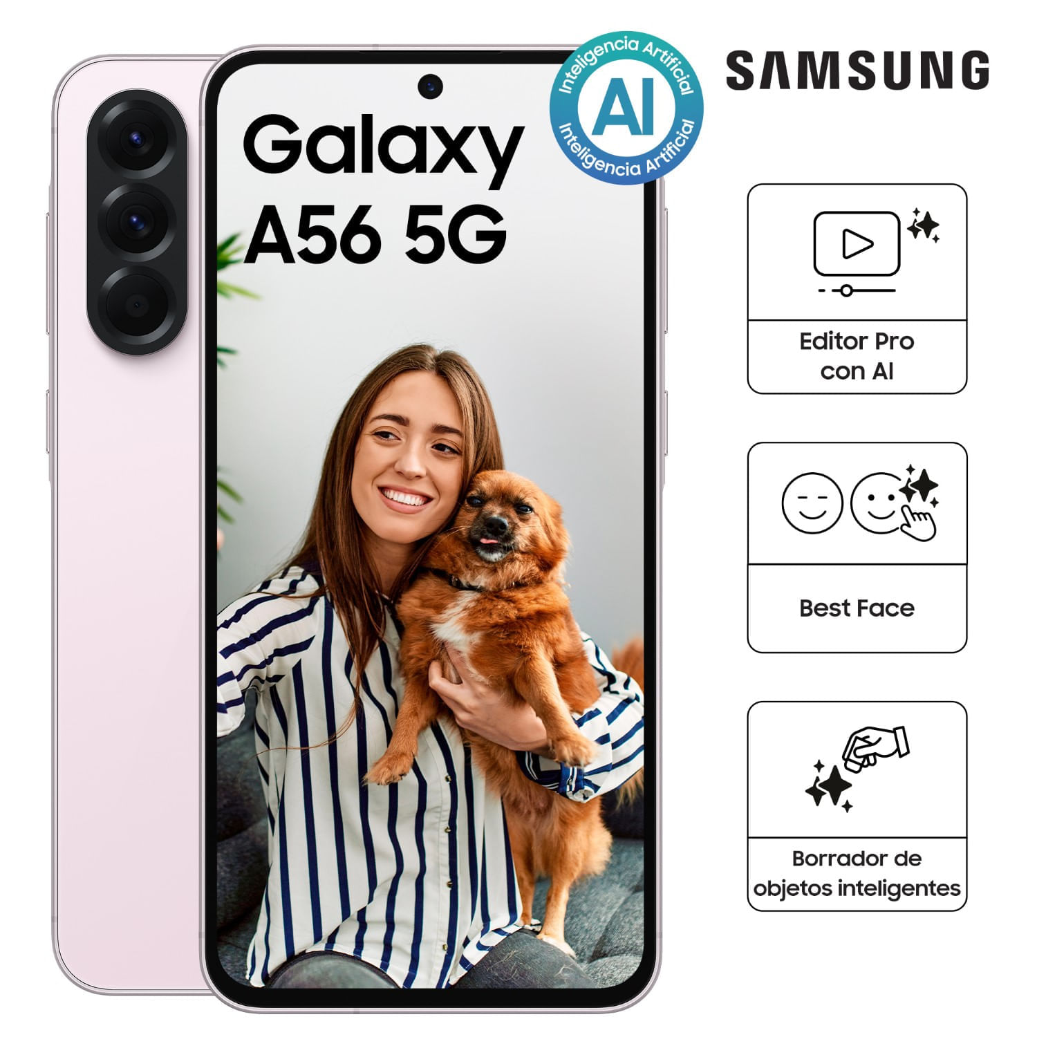 Celular Samsung A56 8GB RAM 256GB 6.7"" Light Pink