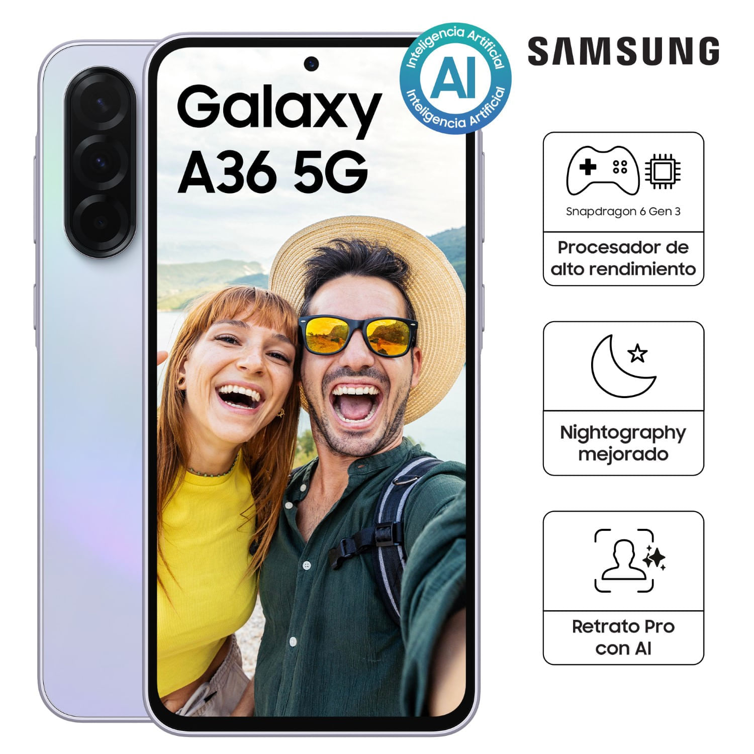 Celular Samsung A36 6GB RAM 128GB 6.7"" Light Violet VIOLET