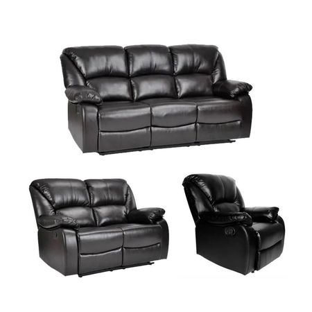 Juego de Sillón Reclinables High Gloss 3 + 2 + 1 Cuerpos Negro