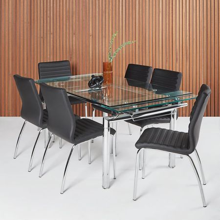 Juego de Comedor Extensible Salamanca 6 Sillas Negro