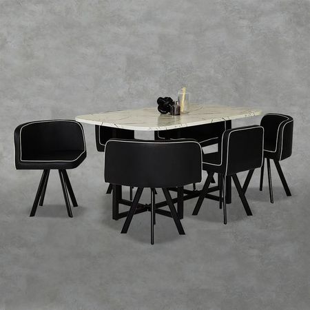 Juego de Comedor 6 Sillas Ahorra Espacio Negro