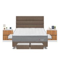 Dormitorio Forli Pockinget Con 4 Cajones Queen + Velador Roma + Respaldo