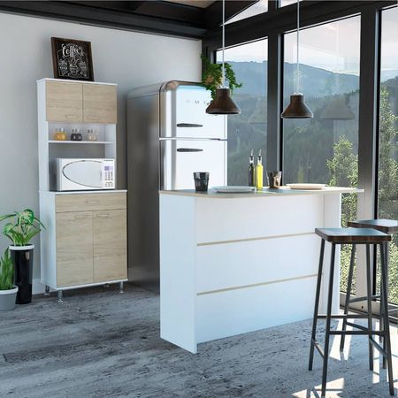 Combo Kitchen 20 Mueble Microondas + Barra De Cocina - Blanco