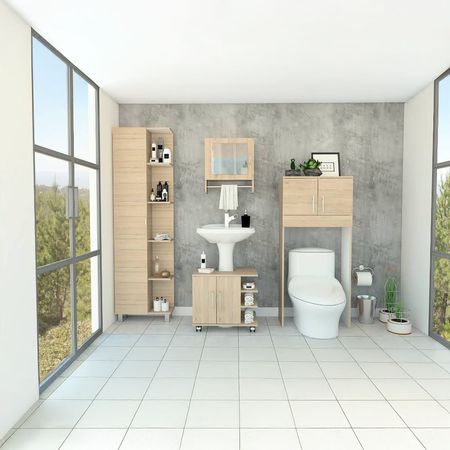 Botiquin + Optimizador Lavamanos + Baño + Mueble Bath300 -  Rovere / Blanco