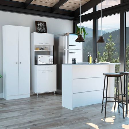 Combo Kitchen 45 Mueble Cocina 60 + Barra De Cocina + Optimizador - Blanco