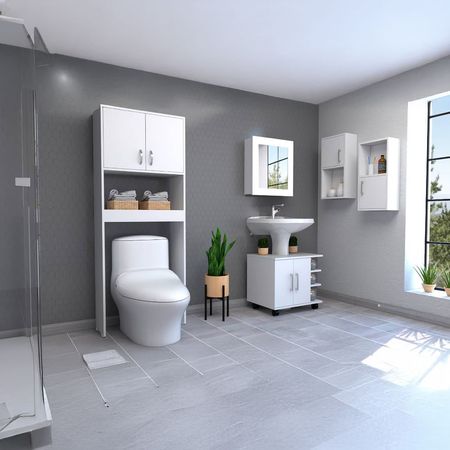 Botiquin Bath 47-B + Optimizadores Lavamanos 55 + Baño 63-A + Auxiliar X2 - Blanco