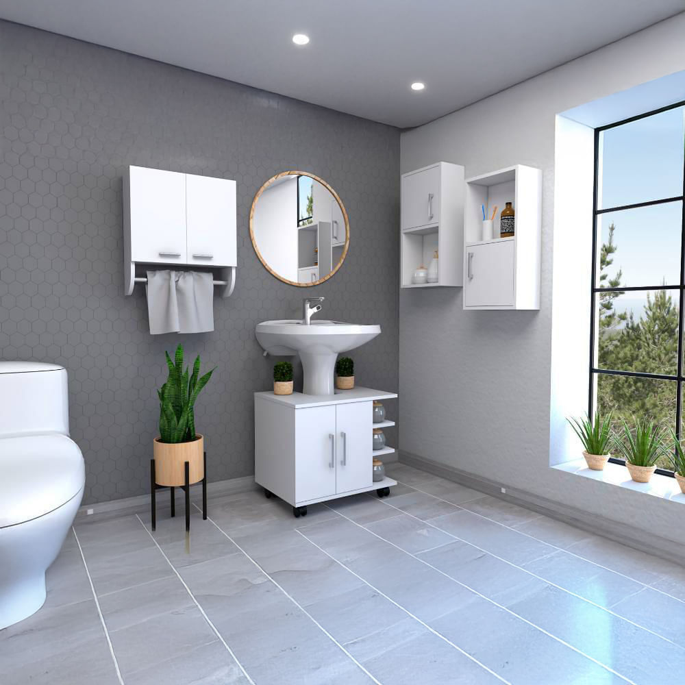 Botiquin Bath 28 + Optimizadores Lavamanos 55 Auxiliar X2 - Blanco + Auxiliar X2 - Blanco