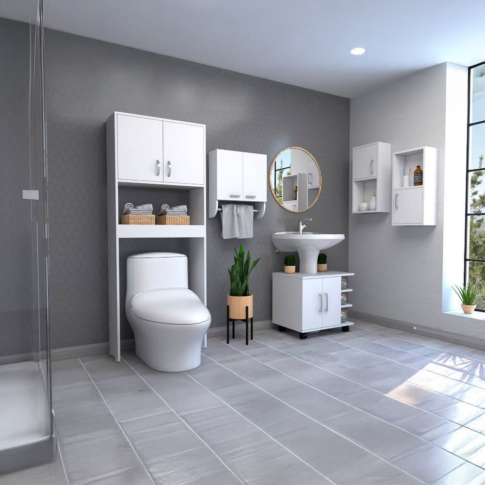 Botiquin Bath 28 + Optimizadores Lavamanos 55 + Baño 63-A + Auxiliar X2 - Blanco