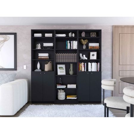 Combo Home 2 Estantes 2 Puertas + Estante 5 Repisas + 3 Complemento - Wengue